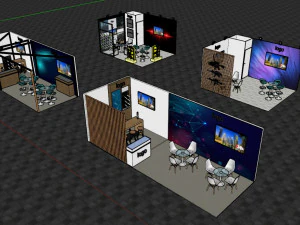 Estande de exposi&ccedil;&atilde;o 4 em 1 Modelo 3D