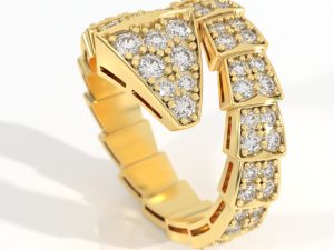 bvlgari snake diamonds ring 3d print model 3D Model