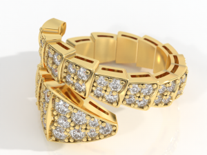 bvlgari snake diamonds ring 3d print model 3D Model