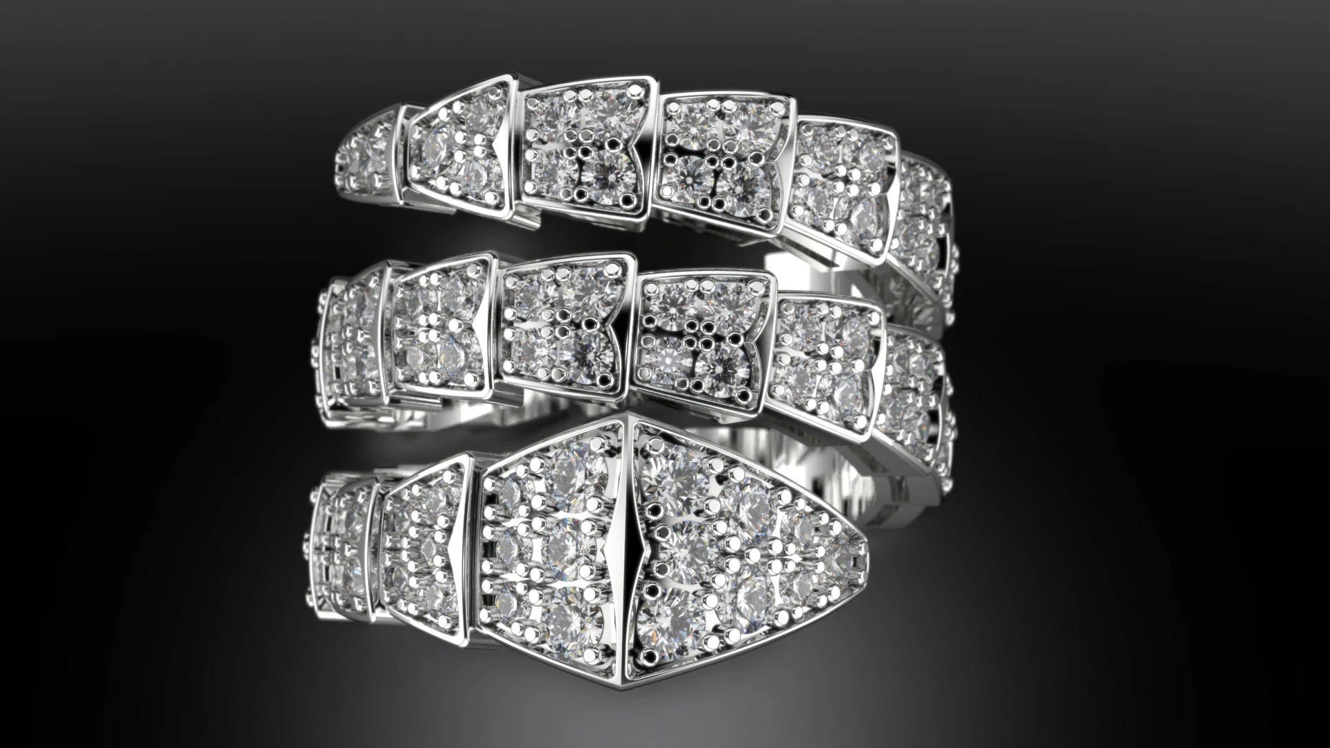 Bvl snake diamonds ring 3d print model 3D Print Model .c4d .max .obj .3ds .fbx .stl .blend