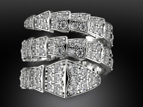 Bvl snake diamonds ring 3d print model 3D Printing