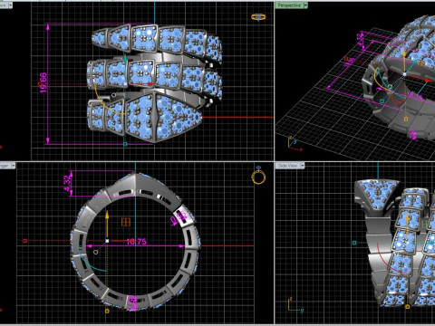 Bvl snake diamonds ring 3d print model 3D Print Model