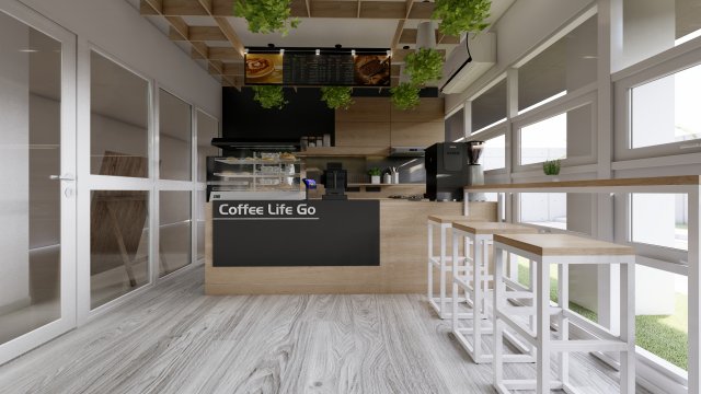 Scandinavian Coffee Shop 3Dモデル .c4d .max .obj .3ds .fbx .stl .blend 