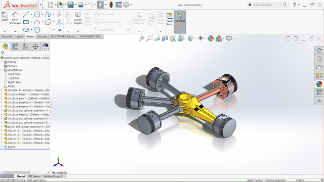 radial engine assembly 3D Model .c4d .max .obj .3ds .fbx .stl .blend 