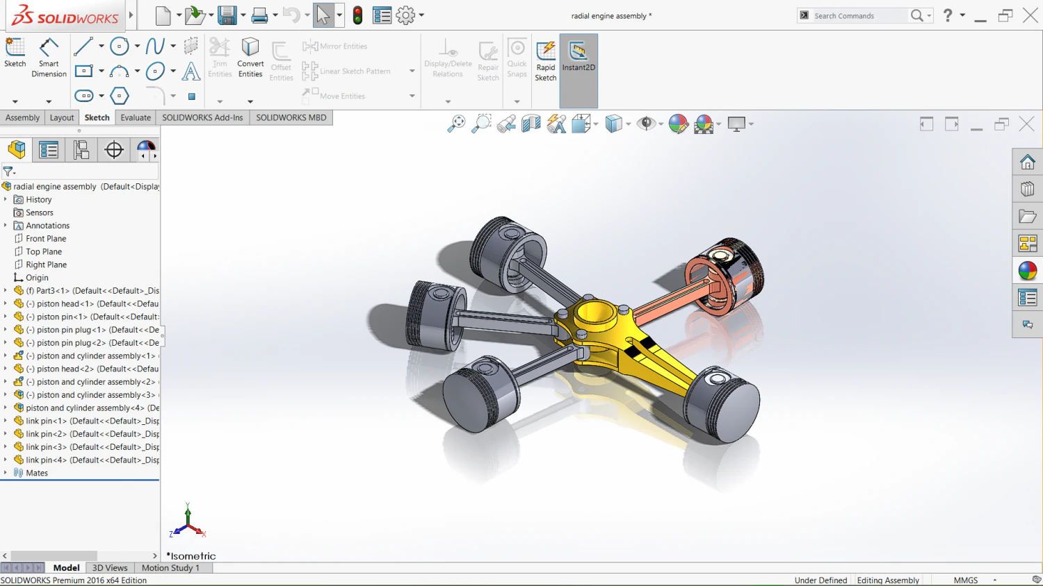 radial engine assembly 3D Model .c4d .max .obj .3ds .fbx .stl .blend 