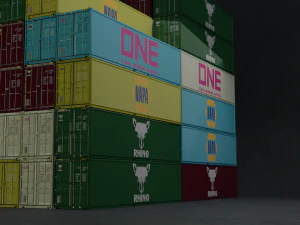 20 containers 20-40HC 3D Model