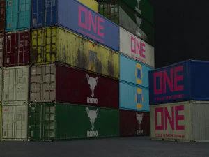 20 containers 20-40HC 3D Model