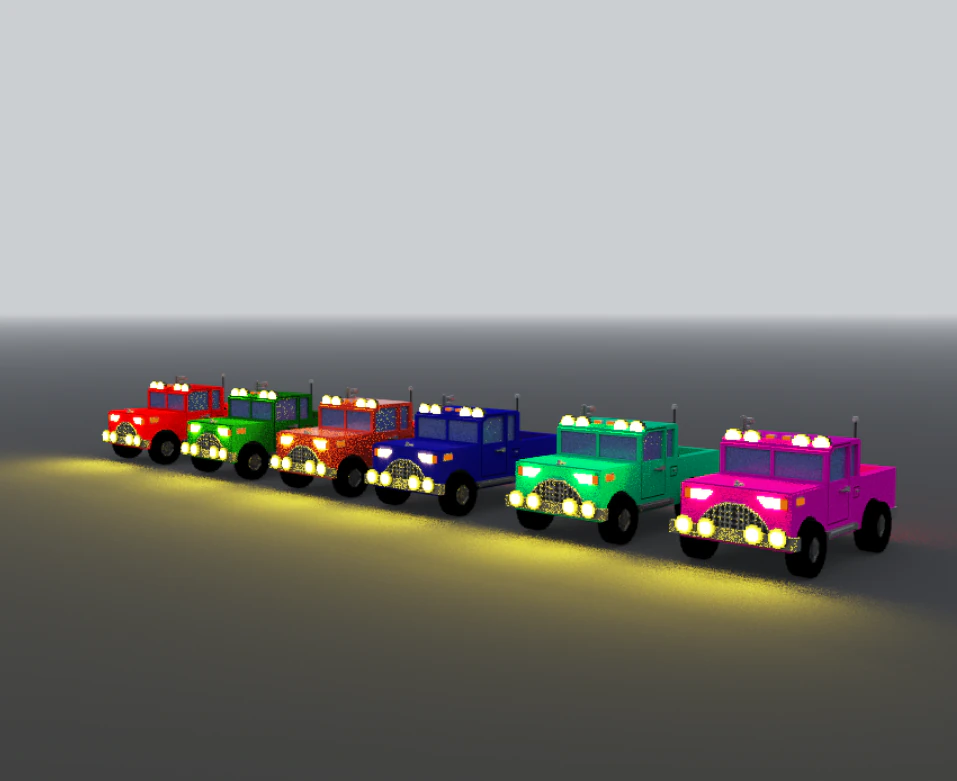 voxel lowpoly trucks 3D Model .c4d .max .obj .3ds .fbx .stl .blend 