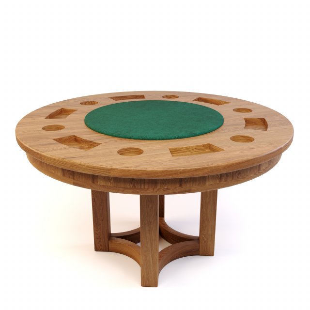 solid oak poker table 3D मॉडल .c4d .max .obj .3ds .fbx .stl .blend 