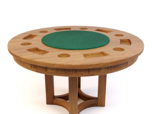 solid oak poker table Modèle 3D