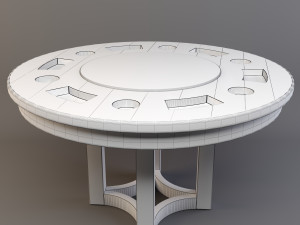 solid oak poker table 3D मॉडल