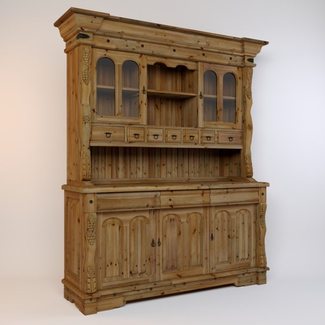 viking buffet made of solid pine 3D Модель .c4d .max .obj .3ds .fbx .stl .blend