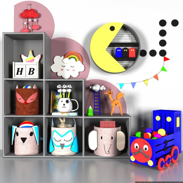 child room set03 3D Model .c4d .max .obj .3ds .fbx .stl .blend 