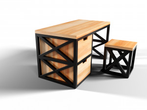 loft-style desk 3D-Modell