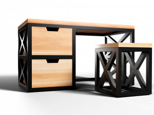 loft-style desk 3D-Modell
