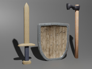 simple sword-shield-axe game 3D Models