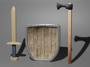 simple sword-shield-axe game 3D 模型