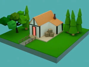 laag poly huis laag poly 3D Model