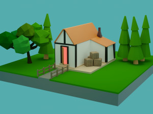 low-poly house low-poly Model 3D