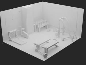 low-poly gym - fitness hall low-poly Model 3D