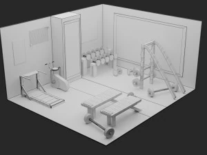 low-poly gym - fitness hall low-poly 3D Model
