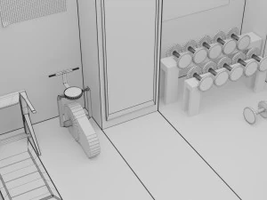 low-poly gym - fitness hall low-poly 3D Model