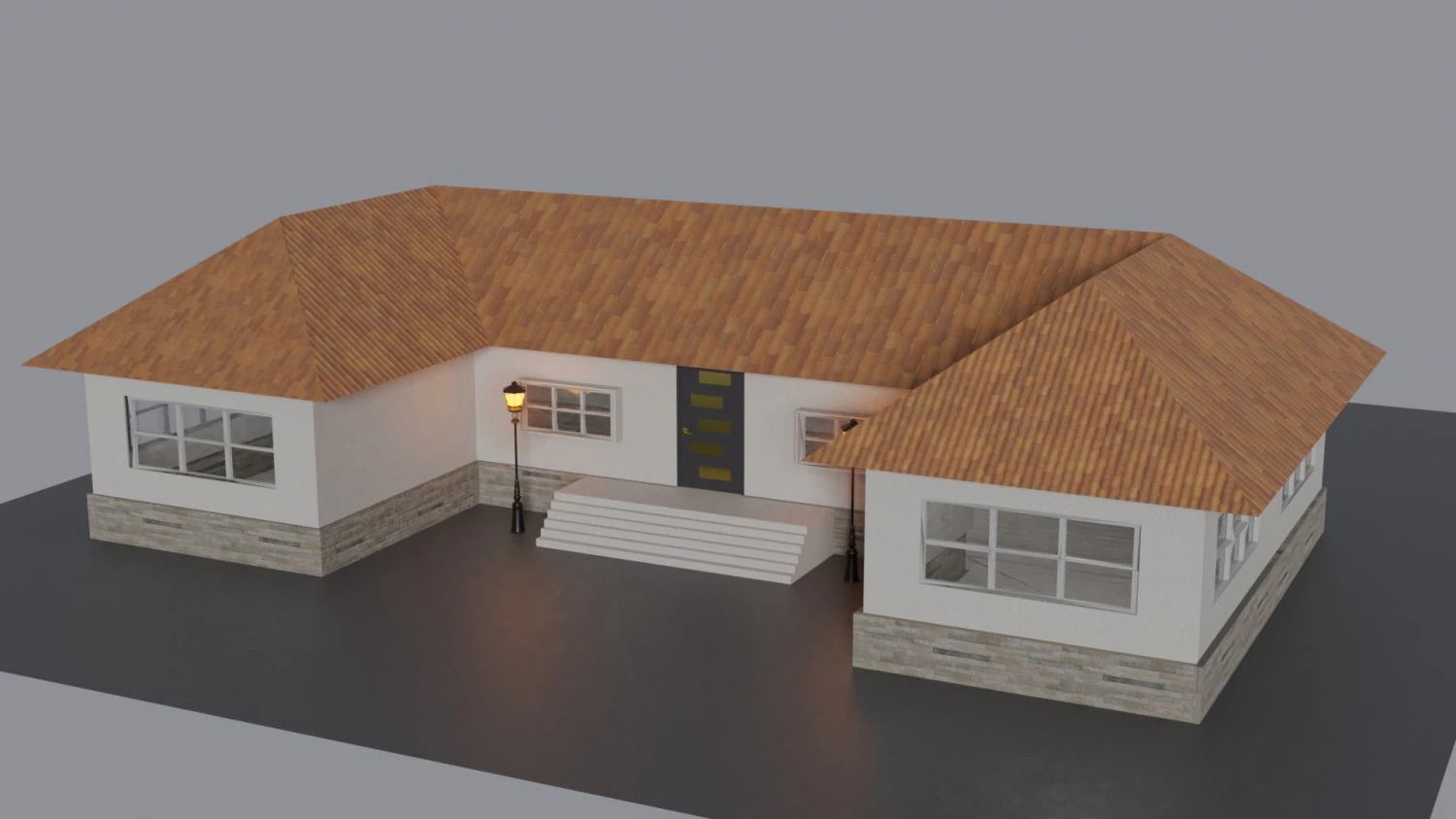 Haus Low-Poly 3D Modell .c4d .max .obj .3ds .fbx .stl .blend 
