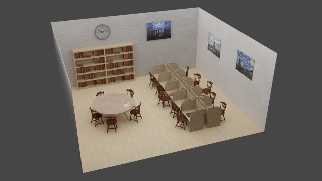 study room Model 3D .c4d .max .obj .3ds .fbx .stl .blend 