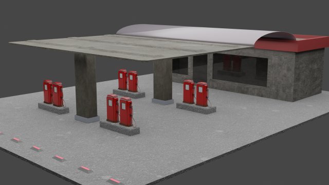 petrol station Modelo 3D .c4d .max .obj .3ds .fbx .stl .blend 