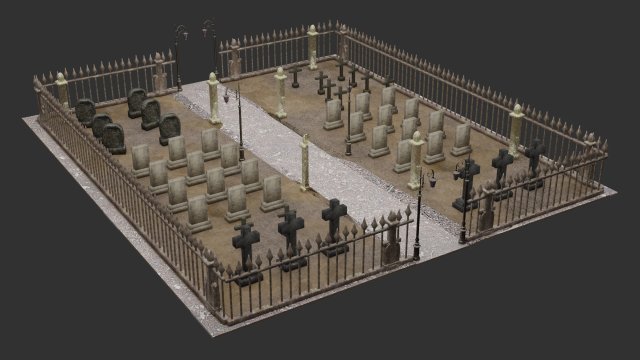 graveyard-cemetery 3D Model .c4d .max .obj .3ds .fbx .stl .blend 