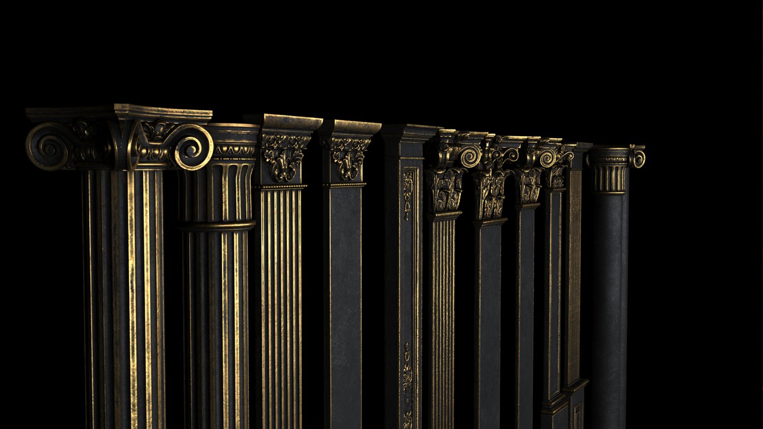 Class column. 3d wallpaper classic column.