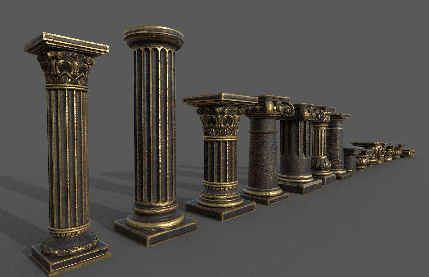 Three column. Колонна архитектура 3д модель. Classic column. Antique column 3 model 3d in dekorasi 3dexport. House Classic columns Gips.