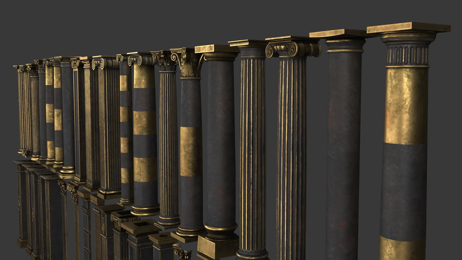 4k classic columns 3D Model .c4d .max .obj .3ds .fbx .stl .blend 