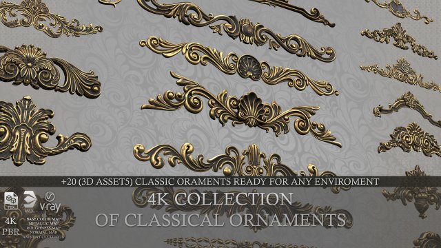 4k classical ornaments Modelo 3D .c4d .max .obj .3ds .fbx .stl .blend 