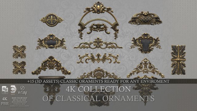 4k classical ornaments 3D 模型 .c4d .max .obj .3ds .fbx .stl .blend 
