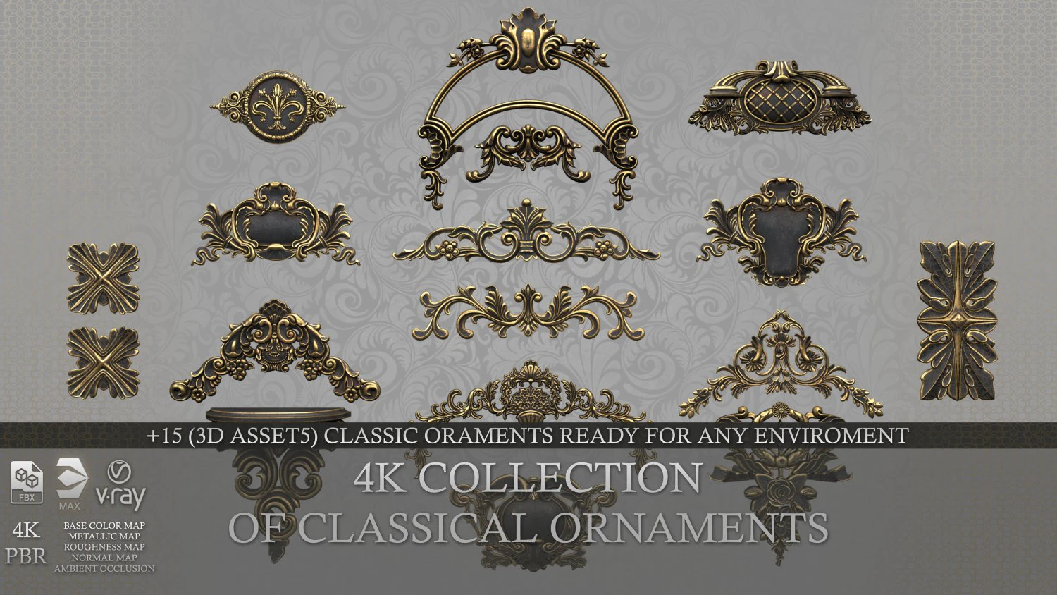 4k classical ornaments 3D Model .c4d .max .obj .3ds .fbx .stl .blend 