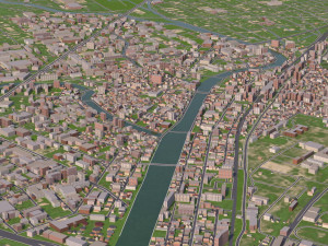 fukuoka city japan full city Modèle 3D