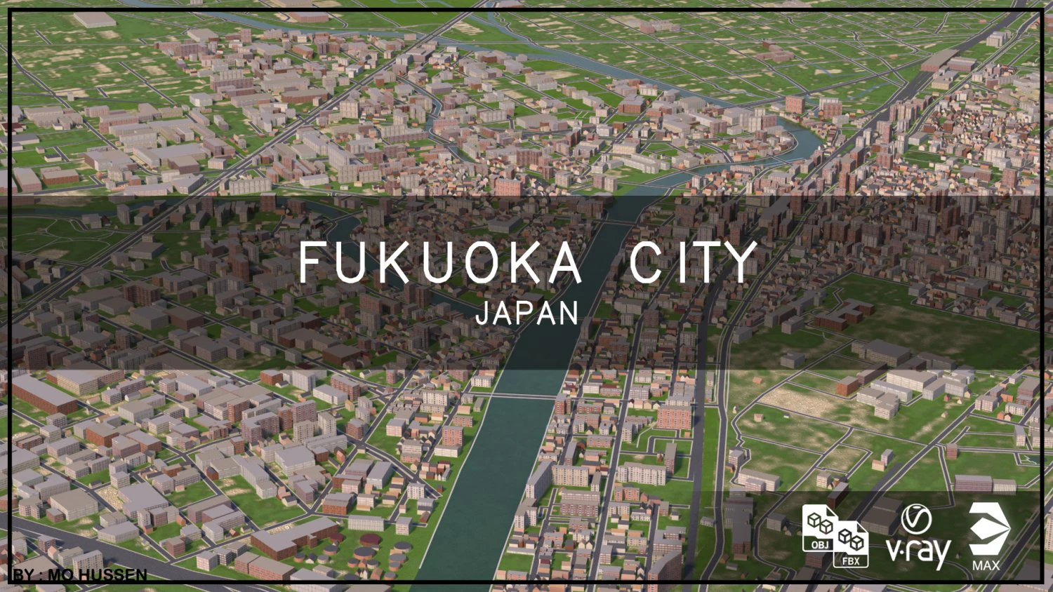 fukuoka city japan full city 3D Model .c4d .max .obj .3ds .fbx .stl .blend 