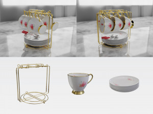 cup set pbr Modelo 3D