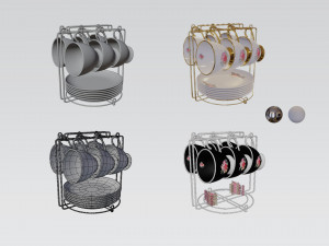 cup set pbr Modelo 3D