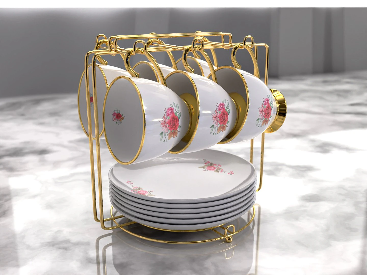 杯子套装 PBR 3D 模型 .c4d .max .obj .3ds .fbx .stl .blend 