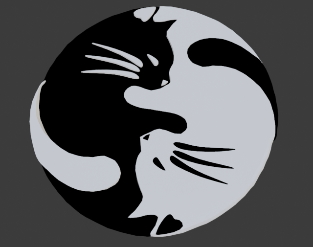 ying yang cat 3D 模型 .c4d .max .obj .3ds .fbx .stl .blend 