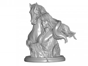 woman and horse sculpture Modello 3D