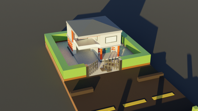 low poly bungalow 3D 模型 .c4d .max .obj .3ds .fbx .stl .blend