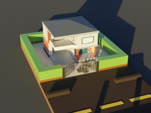 low poly bungalow Model 3D