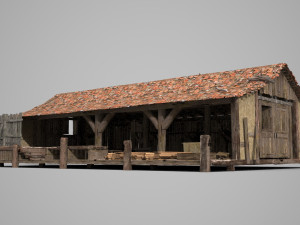 ancient red tile pergola model 3d Modelo 3D