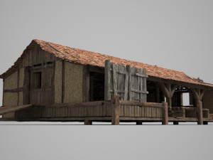 ancient red tile pergola model 3d Model 3D