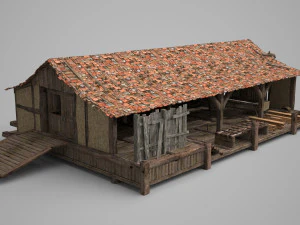 ancient red tile pergola model 3d 3D Model