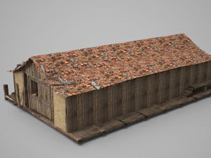 ancient red tile pergola model 3d 3D Model