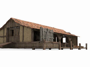 ancient red tile pergola model 3d 3D Model